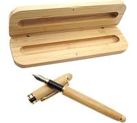 Stylo Plume Vintage En Bambou 14 Cm/5,5 Pouces, Ensemble De Stylos Plume Exécutifs En Bambou Naturel Fait Main Avec Boîte En Bambou Assortie