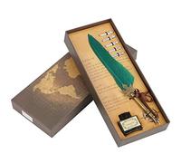 Stylo Plume Vintage Set de Calligraphie, 6 Plumes à Immersion en Métal Rétro avec 6 Encres Couleurs, pour Écriture Manuscrite Artisanale, Artistes, Étudiants, Débutants et Passion