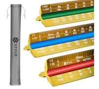 Stylo Règle Kutch Architecte Aluminium 30 cm, Échelle Métrique, Jaune | 12 graduations gravées au laser, pochette incluse