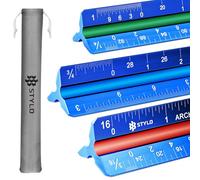 Stylo Règle Kutch Architecte Aluminium, Échelle Impériale, Bleu | 11 graduations en pouces gravées au laser, pochette incluse