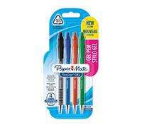 Stylo roller Papermate Flexgrip Gel rétractable pointe 0,7 mm - écriture moyenne - Blister de 4