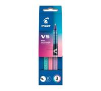Stylo roller Pilot Hi-tecpoint V5 à capuchon pointe 0,5 mm écriture fine - Pochette de 3
