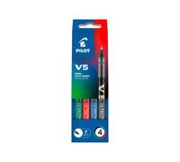 Stylo roller Pilot Hi-tecpoint V5 couleurs assorties 0,5 mm - Pochette de 4