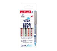 Stylo roller Uni Ball Eye pointe 0,7 mm écriture moyenne couleurs assorties fun- Pochette de 5