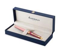 Stylo roller Waterman Hémisphère | en métal et laque rose avec finition en plaqué or | Pointe fine | Encre noire | Coffret cadeau