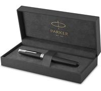 Stylo rollerball Parker Sonnet - Finition noire mate avec détails en palladium - Pointe fine, encre noire - Emballage cadeau