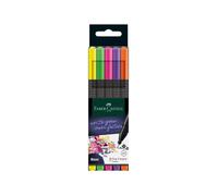 Faber-Castell Feutre pointe fine Grip Finepen fluo, pointe fibre 0,4 mm, étui 5 pièces