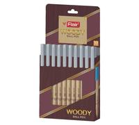 Stylos à bille en bois, boîte de 20, pointe de 0,7 mm, couleur noire