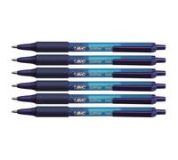 Stylos à bille rétractable Soft Feel Clic grip - BIC - Lot de 6 - Pointe moyenne - Encre bleue