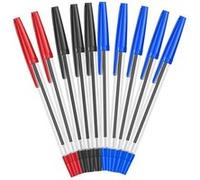 Stylos à Bille Topwrite Lot de 10 Pointe Fine Multicolore (Bleu, Noir, Rouge) Multicolore