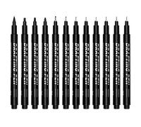 Stylos à Dessin & Pinceau - Fineliner Noir 0,2mm à 3mm + Pointe Brosse - Fineliner Stylo Calligraphie pour Croquis, Manga, Illustration & Lettering - Encre Noire Indélébile, Résistante à l'Eau