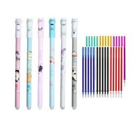 Stylos à encre gel chat mignon, kit d'instruments d'écriture rechargeables, pointe fine avec fonction d'effacement propre, accessoire de salle de classe, outil de bureau avec style , fourniture