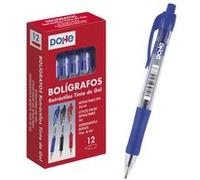 Stylos à encre gel permanents rétractables Dohe - Pointe bille 0,7 mm - Ligne 0,4 mm - Étanche - Corps en plastique - Grip en caoutchouc - Boîte de 12 unités G