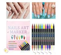 Stylos à ongles - 12 couleurs à séchage rapide pour la décoration, pointe fine de précision avec application de pinceau large, saturation en pigments vibrants et corps anti-fuite pour femmes, filles