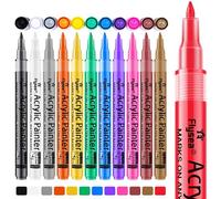 Stylos À Peinture Acrylique 12 Couleurs, Marqueurs Acryliques Pour Peinture De Roches, Pierre, Céramique, Verre, Bois, Toile, Tissu, Tasses