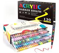 Stylos à peinture acrylique, 120 couleurs, résistants à l'eau, pointe pinceau, pour verre, bois, céramique, tissu, papier, travaux manuels