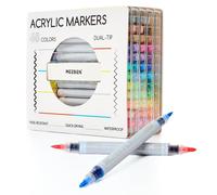 Stylos à peinture acrylique, 48 couleurs, double embout : pointe fine et pinceau. Séchage rapide, résistants à l'eau, pour utilisation sur pierre, bois et tissu