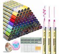 Stylos à peinture acrylique, 72 couleurs, pointe de 3 mm, non toxiques, avec 86 pointes souples et 8 pointes en fibres de noisetier, recharges disponibles