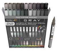 Stylos à peinture acrylique avec pinceau, coffret de 22 pièces, tailles de 1 à 7 mm, différentes nuances de gris