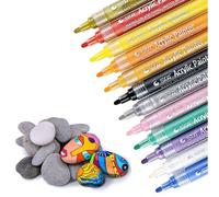 Stylos À Peinture Acrylique, Kit De Stylos À Gel Pour Peinture Artistique, Tissu, Cartes De V¿Ux, Tasses En Céramique, Verre, Albums Photos, 12 Pièces