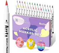 Stylos à peinture acrylique pour décorer des pierres, 30 couleurs, pointe pinceau, marqueurs permanents pour céramique, verre, bois, métal, toile
