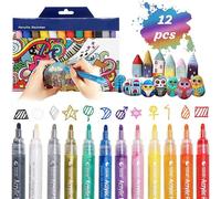 Stylos À Peinture Acrylique Pour Peinture Sur Roche, Céramique, Verre, Bois, Tissu, Toile, Tasses, Bricolage, Scrapbooking Et Fournitures Artisanales De Cartes, Pack De 12