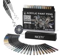 Stylos à peinture acrylique pour pierres, lot de 30, résistants à l'eau, pointe de 0,7 mm, couleurs : gris, noir, blanc