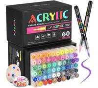 Stylos à peinture acrylique pour pierres, résistants à l'eau, pointe pinceau, coffret de 60