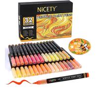 Stylos à peinture acrylique pour pierres, résistants à l'eau, pointe pinceau de 1 à 5 mm, lot de 32, couleur jaune