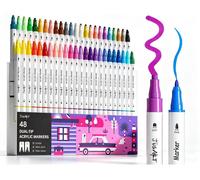 Stylos à peinture acrylique, résistants à l'eau, double embout, 48 couleurs, pour diverses surfaces