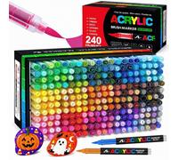 Stylos acryliques, 240 couleurs, résistants à l'eau. Stylos pinceaux à base d'eau, pour bois, pierre, verre, tissu