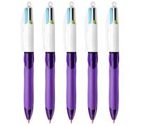 Stylos BIC 4 Couleurs Grip Fashion - Lot de 5 - Pointe Moyenne - Encre Fantaisie