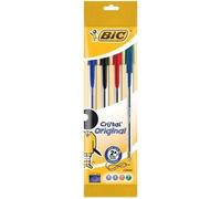 BIC Stylos-bille Cristal Original Pointe moyenne 1,0 mm Couleurs assorties Pack de 4