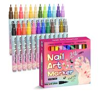 Stylos de décoration des ongles 24 couleurs, Ensemble de stylos de vernis à ongles 3D 0,5 mm, Outils de pointillage, Stylos de peinture acrylique, Stylo traceur à pointe pour dessin et peinture, Imper