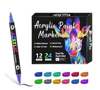 Stylos de peinture acrylique à double pointe - Encre en nylon PP 15,5 x 17,5 x 3 cm | Marqueurs de peinture au pinceau | Kit de fournitures d'art pour coloriage, peinture, projets créatifs, maison et