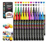 Stylos De Peinture Acrylique, Emooqi Marqueur de Feutre Peinture Imperméable Permanent 24 Couleurs, Stylos Acryliques à Base d'Huile à Séchage Rapide Pour Pierre,Céramique, Pneu, Bois, Album Phot
