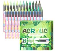 Stylos de peinture acrylique Flysea (set), stylos à pointe souple à encre liquide pour mélange de couleurs 12/24/36/48/72 pièces couleurs dégradées, combinaisons de couleurs multiples disponibles, pei