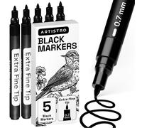 Stylos de peinture noirs pour la peinture sur roches, ensemble de 5, à base d'eau, avec une pointe extra-fine