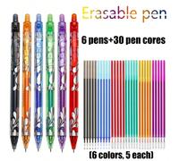 Stylos effaçables magiques de couleur, ensemble de stylos neutres à pression, mines de 6 couleurs, manche lavable, fournitures de bureau, papeterie, rentrée scolaire ABS