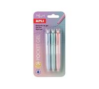 Stylos - Encre gel bleue - Mine 0,5mm - Couleurs pastel - Rétractable -