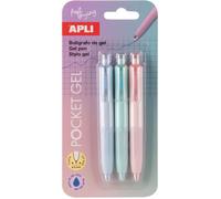 Stylos - Encre gel bleue - Mine 0,5mm - Couleurs pastel - Rétractable - Apli