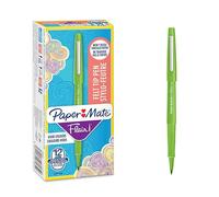 Stylos feutres Paper Mate Flair | Feutres de coloriage sans fuite à pointe moyenne (0,7 mm) | encre vert citron | Idéal pour écrire, scrapbooking, dessiner, etc. | Boîte de 12