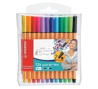 Stylos-feutres - STABILO - point 88 Mini - Lot de 12 - Pointe fine 0,4mm - Couleurs assorties