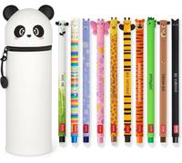 Stylos gel effaçables 2-en-1 "Panda" - Coffret de 10 - Encre thermosensible effaçable - Gamme de couleurs d'encre et de designs de boîtiers