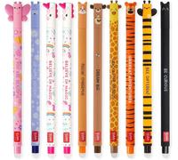 Stylos gel effaçables à encre thermosensible – Coffret de 10 – Gamme de couleurs d'encre et de designs de corps – Pointe de 0,7 mm