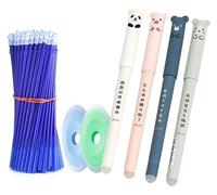 Stylos gel effaçables, ensemble de recharges, 26 pièces, couleur bleue, motifs animaux