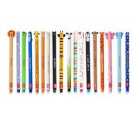 Stylos gel effaçables - LEGAMI - Set 18 - pointe 0 7 mm - encres couleurs variées - motifs animaux