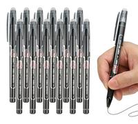 Stylos gel effaçables, pointe de 0,5 mm, lot de 12, couleur noire, pour une écriture fluide
