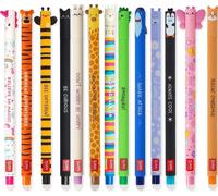 Stylos gel effaçables thermosensibles - Coffret de 13 pièces - Différentes couleurs d'encre et designs de corps - Pointe de 0,7 mm