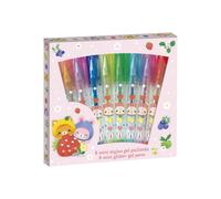 Janod - 8 Minis Stylos Gels Pailletés - Couleurs Arc-en-Ciel - Format Compact - Pour Ecrire sur Carnet Secret ou Journal Intime ou Dessin - Dès 6 ans